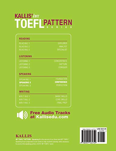 Kallis' TOEFL iBT Pattern Speaking 2: Confidence (College Test Prep 2016 + Study Guide Book + Practice Test + Skill Building  T,Used