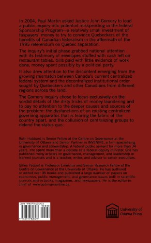 Gomery's Blinders and Canadian Federalism (Governance Series),Used