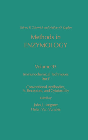 Immunochemical Techniques, Part F: Conventional Antibodies, Fc Receptors, And Cytotoxicity (Volume 93) (Methods In Enzymology, V,Used