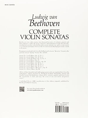 Complete Violin Sonatas (Dover Chamber Music Scores),Used