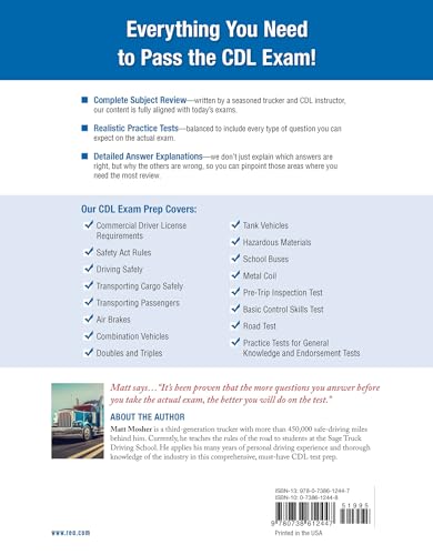 Cdl  Commercial Driver'S License Exam, 20242025: Complete Prep For The Truck & Bus Driver'S License Exams (Cdl Test Preparatio