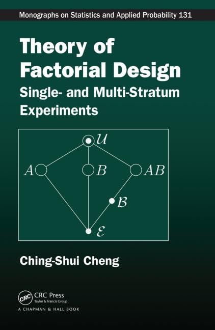 Theory Of Factorial Design: Single And Multistratum Experiments (Chapman & Hall/Crc Monographs On Statistics & Applied Probab),Used