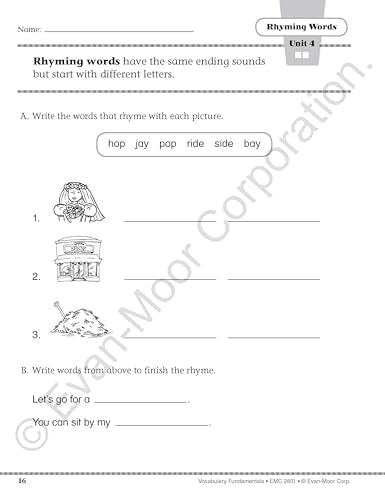 Evanmoor Vocabulary Fundamentals, Grade 1 Homeschool And Classroom Resource, Reproducible Worksheets, Compound Words, Synonyms,