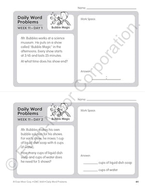 EvanMoor Daily Word Problems, Grade 3, Homeschooling & Classroom Resource Workbook, ProblemSolving Real Life Math Skills, Repr,Used