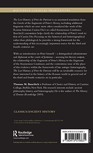 The Lost History of Peter the Patrician (Routledge Classical Translations),Used