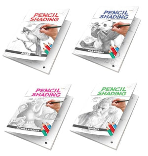 Pencil Shading - Birds, Wild Animals, Nature & Still Life And Portraits : Wildlife Drawing Practice For Children, Early Learners Shading Book | Combo Of 4 Pencil Shading Activity Books