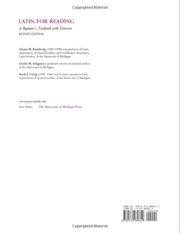 Latin For Reading: A Beginner'S Textbook With Exercises,Used