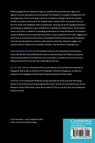 The Cambridge Handbook of Copyright Limitations and Exceptions (Cambridge Law Handbooks),Used