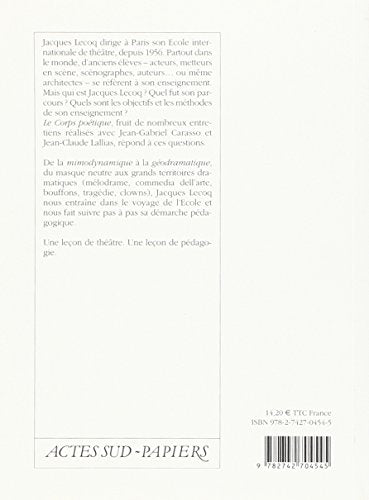 Cahiers anrat no 10  jacques lecoq, le corps potique  fermeture et bascule vers 9782330066161 (Le Thtre d'Actes SudPapier,Used
