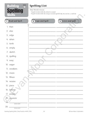 EvanMoor Building Spelling Skills, Grade 4  Homeschooling & Classroom Resource Workbook, Reproducible Worksheets, Teaching Edi,Used