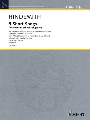 Nine Short Songs for American School Songbooks: for 14 Voice with and without Piano, Scored for Solo Voice or Chorus Performanc,Used