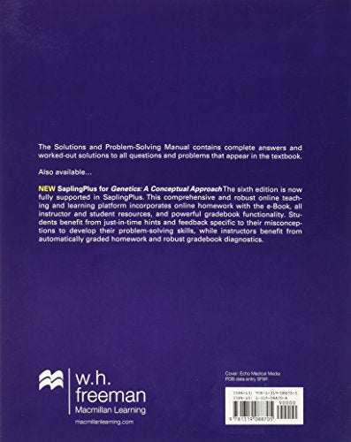 Solutions and ProblemSolving Manual to Accompany Genetics: A Conceptual Approach,Used