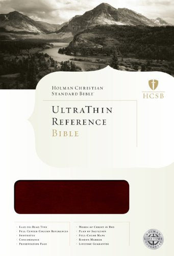 HCSB Ultrathin Reference Bible, Mahogany LeatherTouch,New