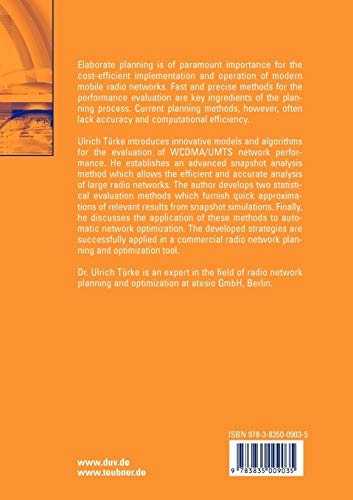 Efficient Methods for WCDMA Radio Network Planning and Optimization (Advanced Studies Mobile Research Center Bremen),Used