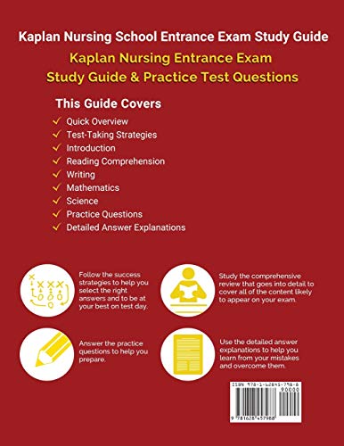 Kaplan Nursing School Entrance Exam Study Guide: Kaplan Nursing Entrance Exam Study Guide & Practice Test Questions [Includes De,Used