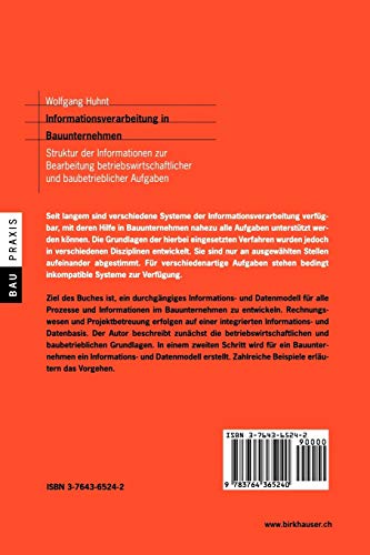 Informationsverarbeitung in Bauunternehmen: Struktur der Informationen zur Bearbeitung betriebswirtschaftlicher und baubetriebli,Used