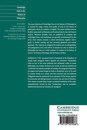 Kant: Groundwork of the Metaphysics of Morals (Cambridge Texts in the History of Philosophy),New