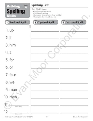 EvanMoor Building Spelling Skills, Grade 2  Homeschooling & Classroom Resource Workbook, Reproducible Worksheets, Teaching Edi,New