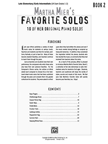 Martha Mier's Favorite Solos, Bk 2: 10 of Her Original Piano Solos,Used