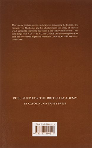 Charters of Sherborne (AngloSaxon Charters) (VOL III),Used