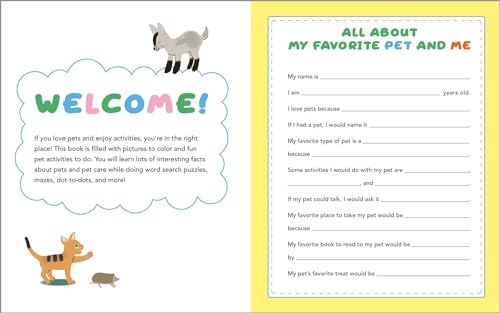 Cute Pets Activity Book for Kids: 70 Activities Including Coloring, DottoDots & Spot the Difference,Used