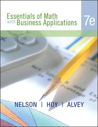 Essentials of Math with Business Applications, Student Edition,Used