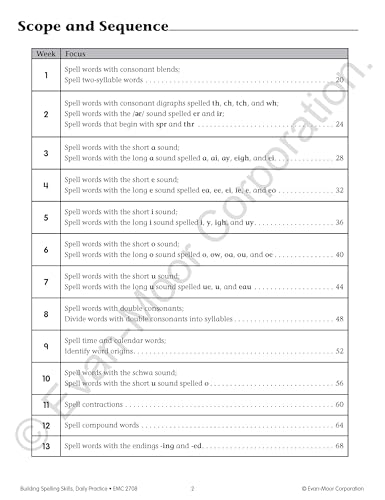 EvanMoor Building Spelling Skills, Grade 4  Homeschooling & Classroom Resource Workbook, Reproducible Worksheets, Teaching Edi,Used