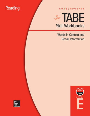 TABE Skill Workbooks Level E: Words in Context and Recall Information (10 copies) (Achieving TABE Success for TABE 9 & 10),Used