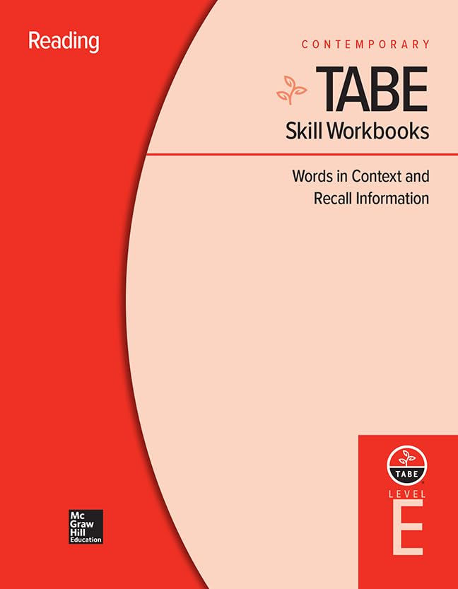 TABE Skill Workbooks Level E: Words in Context and Recall Information (10 copies) (Achieving TABE Success for TABE 9 & 10),Used