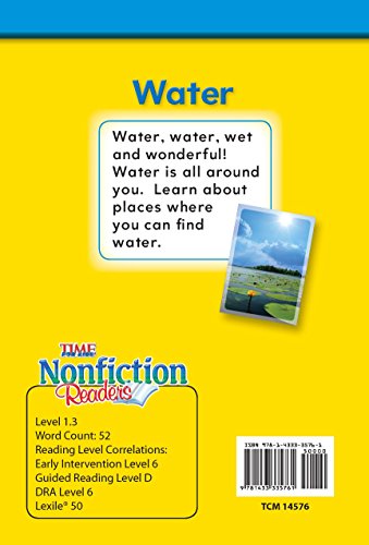 Teacher Created Materials  TIME For Kids Informational Text: Water  Grade 1  Guided Reading Level D,Used