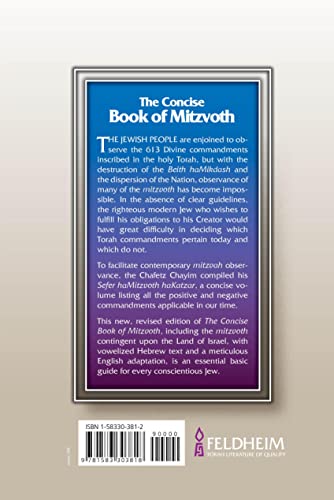 The Concise Book of Mitzvoth: The Commandments Which Can Be Observed Today / Sefer haMitzvot haKatzar: Kolel bo hamitswot 'as,Used
