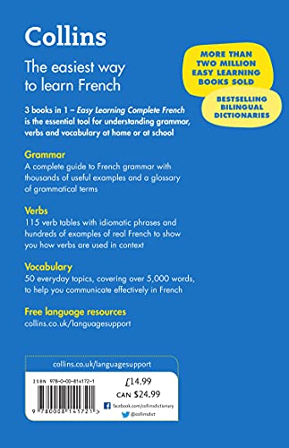 Easy Learning French Complete Grammar, Verbs And Vocabulary (3 Books In 1): Trusted Support For Learning (Collins Easy Learning),New