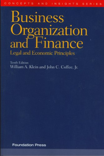 Business Organization and Finance: Legal and Economic Principles,Used