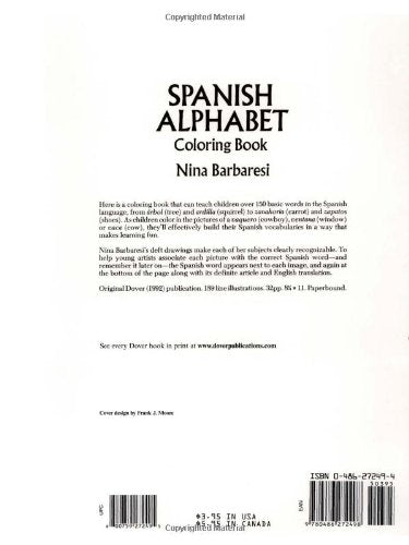 Spanish Alphabet Coloring Book (Dover Children's Bilingual Coloring Book),Used