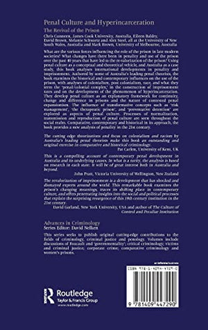 Penal Culture and Hyperincarceration: The Revival of the Prison (New Advances in Crime and Social Harm),Used