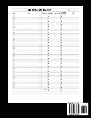 Bill: Simple Monthly Bill Payments Checklist Organizer Planner Log Book Money Debt Tracker Keeper Budgeting Financial Planning J,New