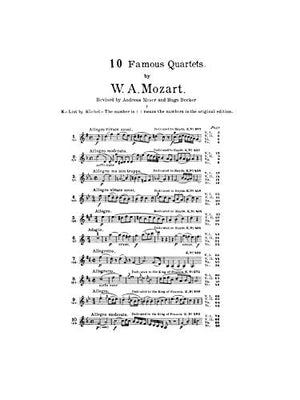 Ten Famous Quartets, K. 387, 421, 428, 458, 464, 465, 499, 575, 589, 590 (Kalmus Edition),Used