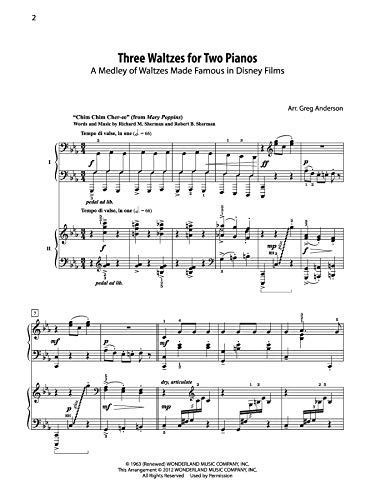 Three Waltzes for Two Pianos: A Medley of Waltzes Made Famous in Disney Films (Anderson & Roe Duos & Duets),Used