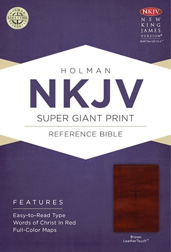 NKJV Super Giant Print Reference Bible, Brown LeatherTouch,Used