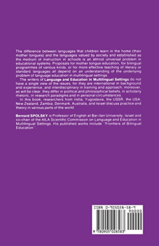 Language and Education in Multilingual Settings (Multilingual Matters, 25),Used