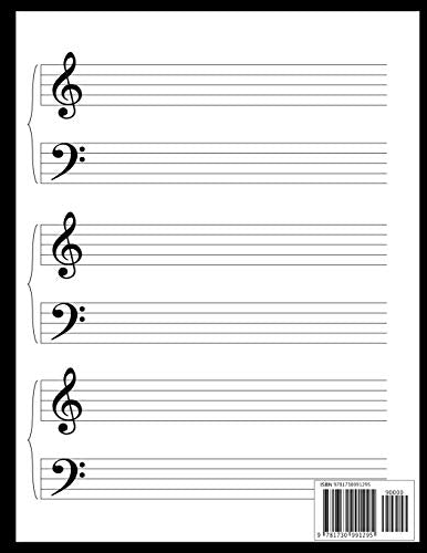 Blank Sheet Piano Music Notebook Kids: 100 Pages of Wide Staff Paper (8.5x11), perfect for learning,Used