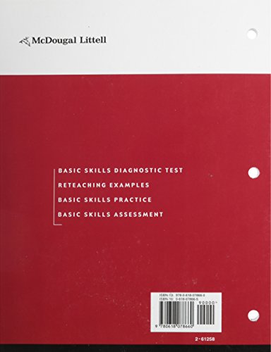 Algebra 1: Concepts And Skills: Basic Skills Workbook: Diagnosis And Remediation Teacher Edition,New