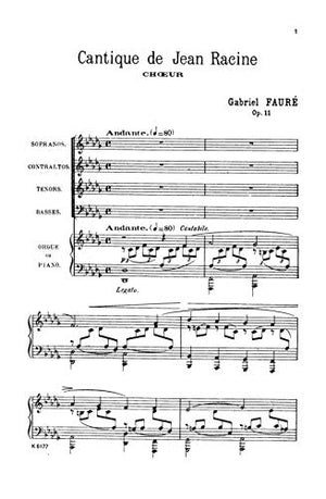 Religious Music, Cantique de Jean Racine; Other short choral works for Treble or Mixed Voices: 2 or 5Part with SATB Soli (Fren,Used
