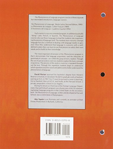 The Phenomenon of Language: Tabula Latina,New