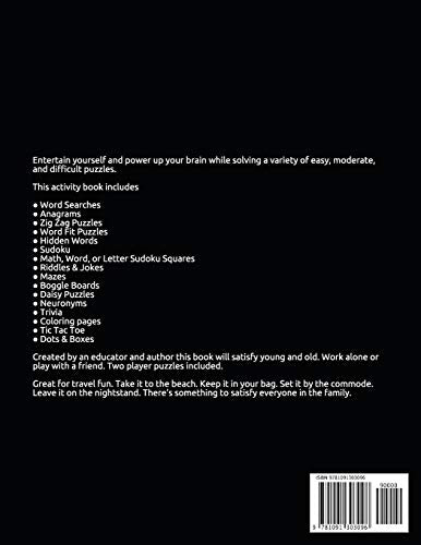 Brain Power Puzzles: Activity Book of Word Searches, Sudoku, Math Puzzles, Hidden Words, Anagrams, Scrambled Words, Codes, Riddl,Used