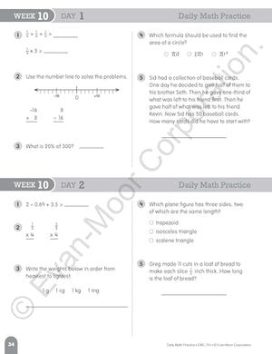 EvanMoor Daily Math Practice, Grade 6,Used