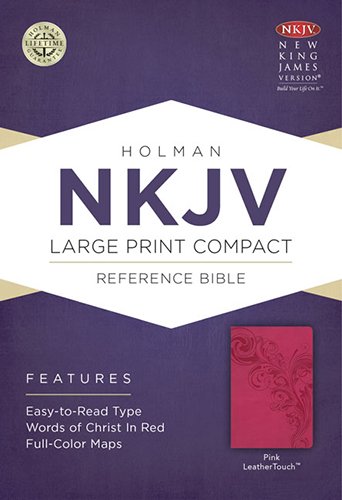 NKJV Large Print Compact Reference Bible, Pink LeatherTouch,Used