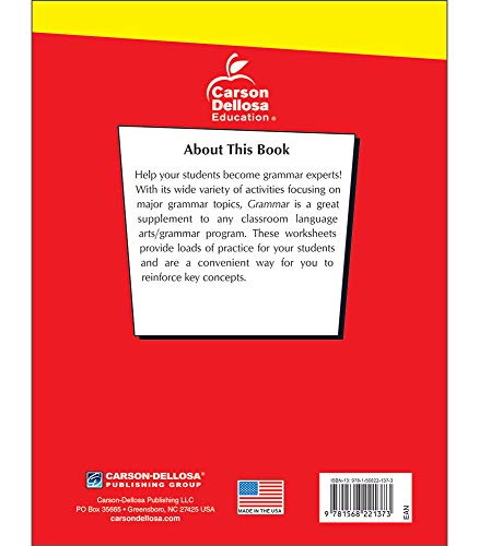 Carson Dellosa  Grammar Reproducible Activities Workbook  7th8th Grade, 128pgs,Used