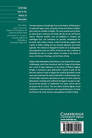 Kant: Religion within the Boundaries of Mere Reason: And Other Writings (Cambridge Texts in the History of Philosophy),Used
