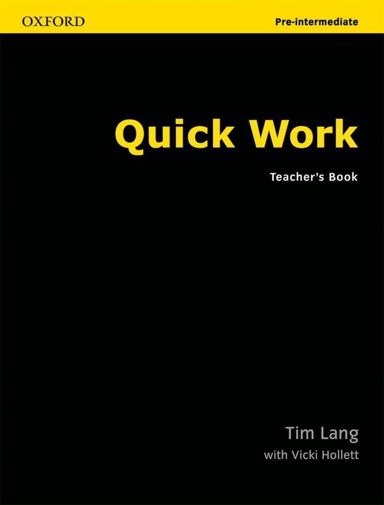 Quick Work PreIntermediate. Teacher's Book,Used